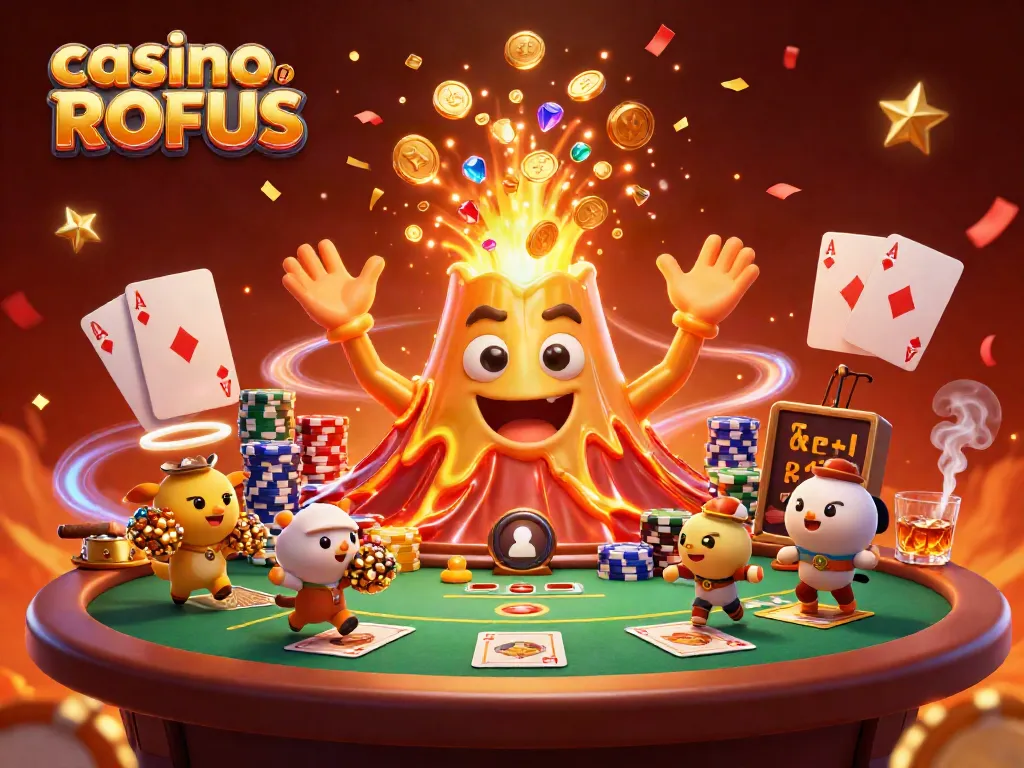 Experience thrills at casino uden om ROFUS with exciting poker gameplay amid treasure and celebration.