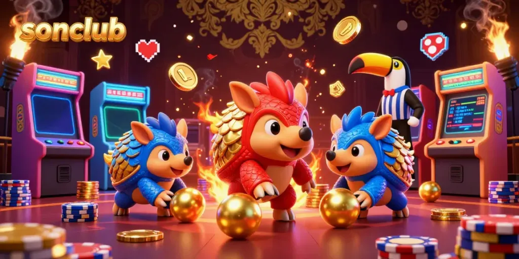 Bowling pangolins reflect the excitement at sonclub's vibrant gaming atmosphere.