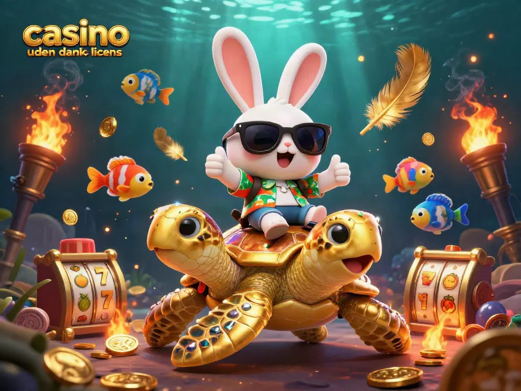 Experience gaming excitement at casino uden dansk licens with a vibrant scene overflowing with lucky symbols.
