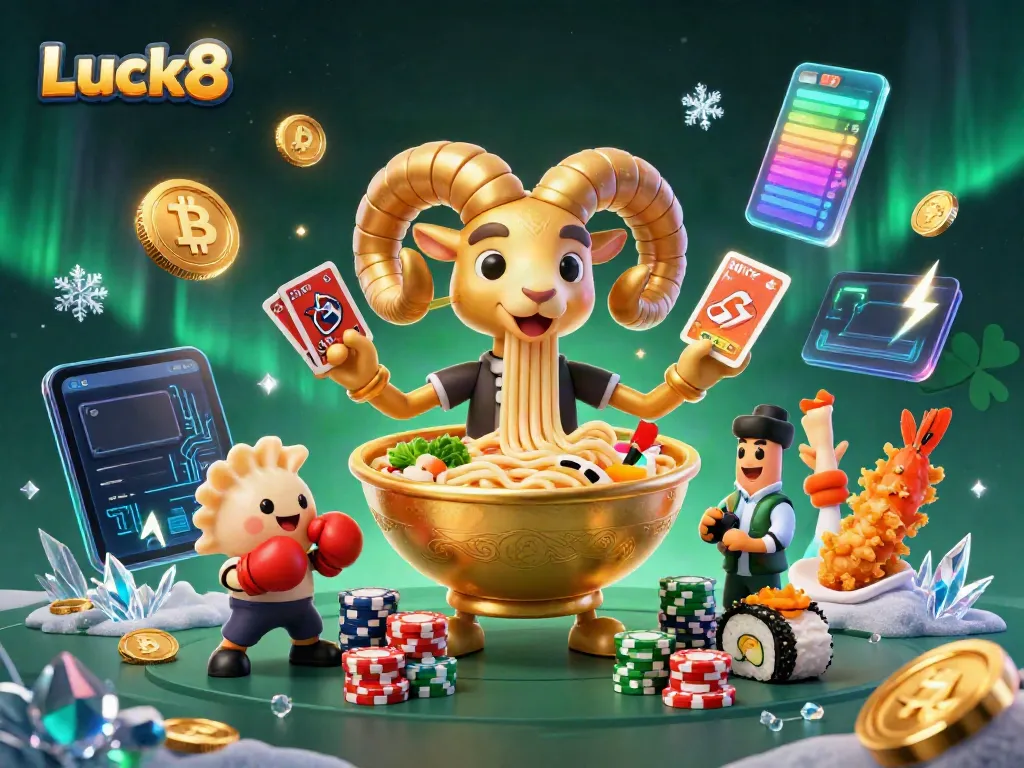 Experience thrilling gameplay at Luck8 with a dynamic 3D casino scene featuring vibrant characters.