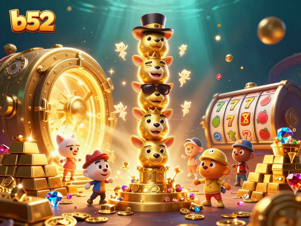 Spin the reels with b52 in this vibrant underwater casino scene full of treasures!