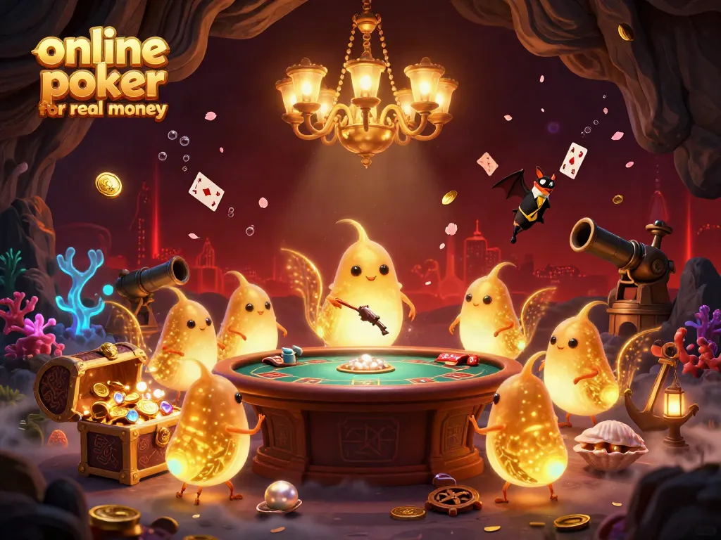 Light up your poker night with vibrant online poker games for real money illuminated in a magical cave casino.