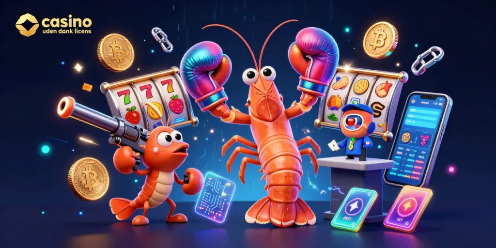 Engage with casino uden dansk licens illustrated as a vibrant 3D scene featuring colorful characters and iconic gaming elements.