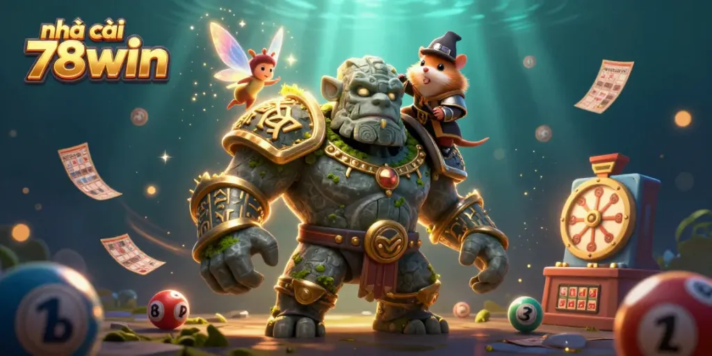 Play exciting games with nhà cái 78win while winning cash prizes in a vibrant, magical lottery scene.